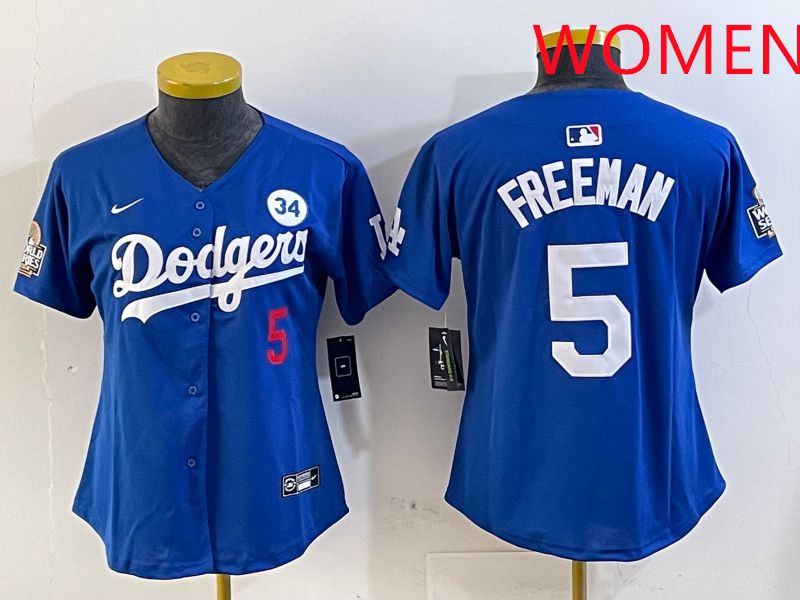 Women Los Angeles Dodgers #5 Freeman Blue Game 2025 Nike MLB Jersey style 1